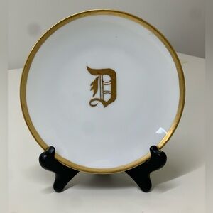 Vintage J & C Bavaria Peerless Gold Trim Letter D Monogram Plate